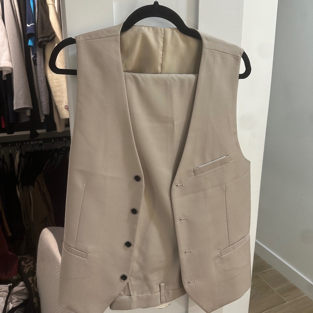 3 piece beige suit